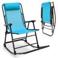 Costway Folding Zero Gravity Rocking Chair Outdoor Patio Headrest Turquoise