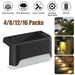 Zukuco 4/8/12/Pcs Solar Deck Lights Outdoor Step Light Waterproof Led Solar Lamp for Steps Fence Deck Railing Stairs Warm White