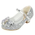 JDEFEG Toddler Girl Swim Shoes Toddler Little Kid Girls Dress Pumps Glitter Sequins Princess Bowknot Low Heels Party Dance Shoes Rhinestone Sandals Hills Sandals for Girls Pu Grey 27