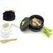 Tutuviw Aluminum Camping Cookware Set Backpacking Gear Camping Cooking Set Backpacking Pans Pot Mess Kit for 1-2 Person(Set of 8 Green)