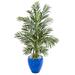 Nearly Natural 4.5â€™ Areca Palm Artificial Tree in Glazed Blue Planter UV Resistant (Indoor/Outdoor)