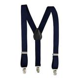 Kids and Baby Adjustable Elastic Solid Colors Unisex Children Suspenders (Youth 36 Inch Navy)