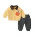 JDEFEG Baby Boy Summer Clothes Children Kids Toddler Baby Boys Girls Long Sleeve Cute Cartoon Patchwork Sweatshirt Pullover Tops Trousers Pants Outfit Set 1 Year Baby Boy Clothes Yellow 100