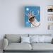 The Holiday Aisle® Christmas Reindeer by Hannah Spiegleman - Unframed Canvas Art on Canvas in Blue/Brown | 19 H x 14 W in | Wayfair