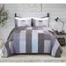 Red Barrel Studio® Gray/Blue/White Standard Cotton Reversible Quilt Set Cotton in Blue/Gray | Queen Quilt + 2 Standard Shams | Wayfair