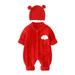 JDEFEG Baby Knitted Romper Cotton Long Sleeve Boy Girl Sweater Clothes Baby Jumpsuit Bear Ear Hat Outfits Set 4T Boy Holiday Outfit Cotton Red 73