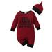 JDEFEG Boys Pajama Sets Toddler Boy Dress Clothes Baby Boys Girls Letter Print Romper Jumpsuit with Hat Set 2Pcs Toddler Autumn Outfit Baby Layette Set Polyester Red 6M