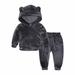 YYDGH 2Pcs Toddler Baby Boys Girl Velvet Cute Ear Hooded Sweatshirt Tops Pant Set Fleece Tracksuit Outfits Set(Dark Gray 12-18 Months)