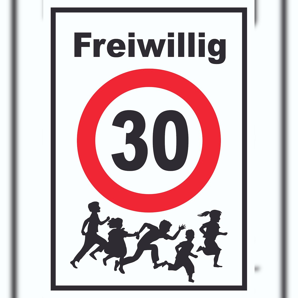 Freiwillig 30 Schild Spielende Kinder A1 Rückseite selbstklebend Image
