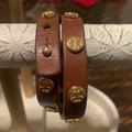 Tory Burch Jewelry | Authentic Tory Burch Leather Logo Studded Wrap Bracelet | Color: Brown | Size: Os