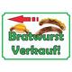 Bratwurst Verkaufsschild Schild mit Pfeil nach links A0 (841x1189mm)