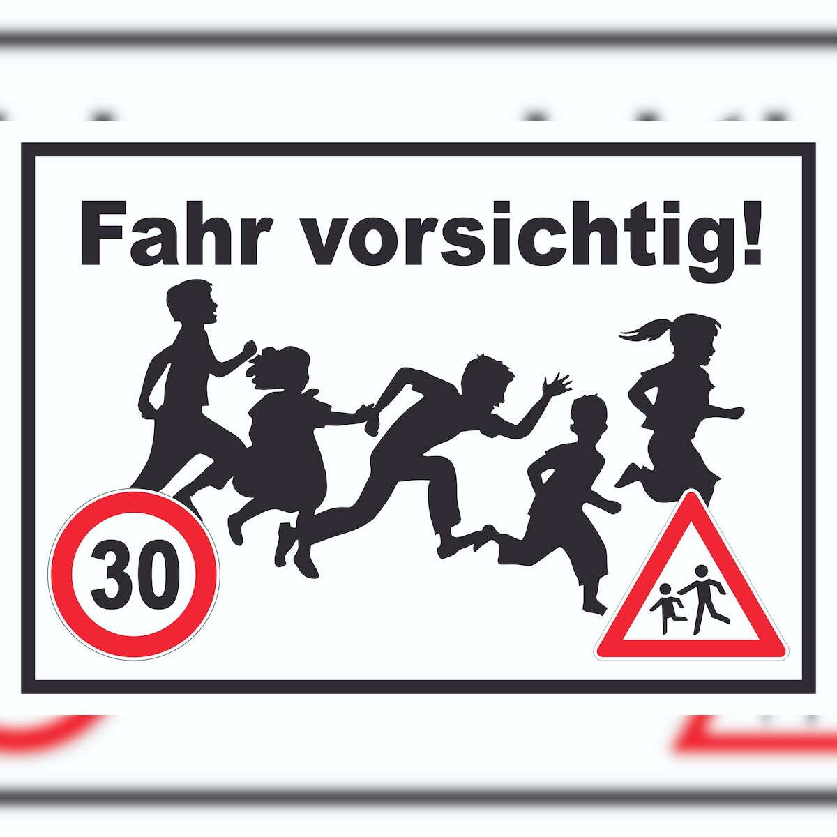Fahr vorsichtig Schild 30 km/h Schild A0 Rückseite selbstklebend Image