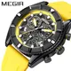 MEGIR-Montre de sport analogique de luxe pour homme chronographe militaire horloge Shoous montre