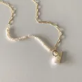 Minar-Collier de perles d'eau douce baroques vintage pour femme tour de cou cercle fermoir