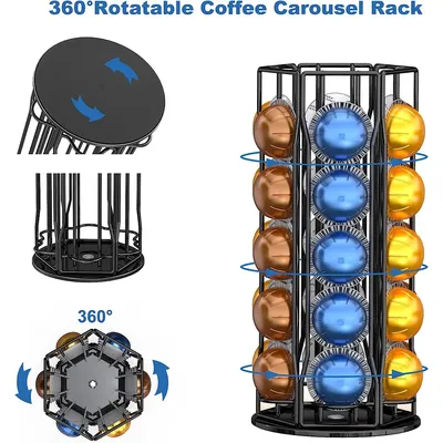 Distributeur de dosettes de café avec tour de support porte-capsule étagères de stockage