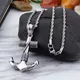 Collier avec pendentif ancre pour hommes style rétro classique couleur argent tendance Punk