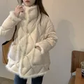 Veste en duvet de canard blanc pour femme parkas d'hiver manteau coréen col montant coton chaud