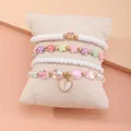 Bracelet de perles de poterie douce pour femmes et filles fleur rose simple coréenne bracelet