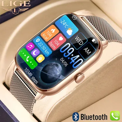 Montre connectée avec appels Bluetooth pour femmes Bracelet de sport horloge mode étanche pour