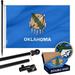 G128 Combo Pack: 6 Ft Tangle Free Aluminum Spinning Flagpole (Black) & Oklahoma OK State Flag 3x5 Ft Double ToughWeave Series Double Sided Embroidered 210D Polyester | Pole with Flag Included