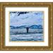 Perry William 22x20 Gold Ornate Wood Framed with Double Matting Museum Art Print Titled - Humpback Baleen Whale Tail Chasing Krill blue Charlotte Bay-Antarctica