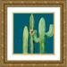 Pinto Patricia 26x26 Gold Ornate Wood Framed with Double Matting Museum Art Print Titled - Natural Desert Cactus On Blue II