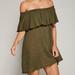 Free People Dresses | Free People - Serefina Off-The-Shoulder Dress Xs | Color: Green | Size: Xs