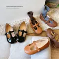 Chaussures Mary Jane pour filles chaussures d'école plates noires en cuir microfibre