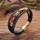 Bracelet pour hommes en pierre d'oeil de tigre bleu rouge naturel cuir tressé multicouche