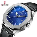 CHENXI – montre de sport pour hommes marque de luxe bracelet en cuir argenté cadran à grille