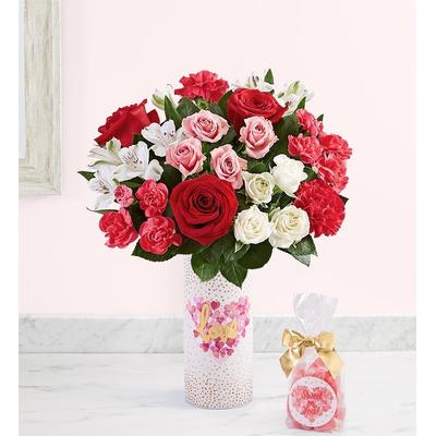 1-800-Flowers Flower Delivery Precious Love Medley Bouquet W/ Love Vase & Candy