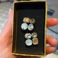 Kate Spade Jewelry | Kate Spade 4 Crystal Studs Pierced Earrings Gold- White Iridescent | Color: Gold/White | Size: Os