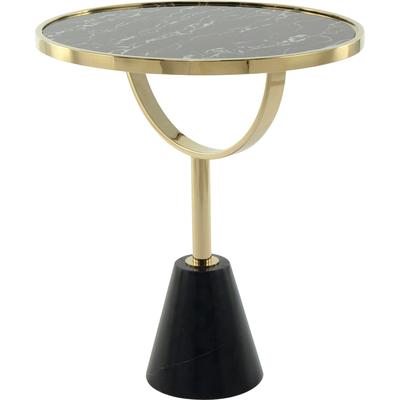 Beistelltisch KAYOOM "Rocio, Ausgefallenes Design,Stabiler Marmor-Sockel", schwarz, B:46cm H:54cm T:46cm, Tischplatte: 100% marmorisiertes Glas / Gestell: Marmor, Edelstahl, Tische, Beistelltisch, ausgefallenes Gestell, stabiler Marmorfuß,... Image
