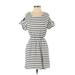 She + Sky Casual Dress: White Stripes Dresses - Women's Size Small