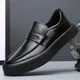 Chaussures en cuir confortables pour hommes chaussures à enfiler noires mocassins de haute
