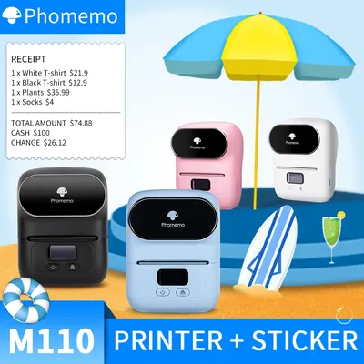 Phomemo – Machine à étiquettes M110 imprimante thermique sans fil Portable pour codes à barres