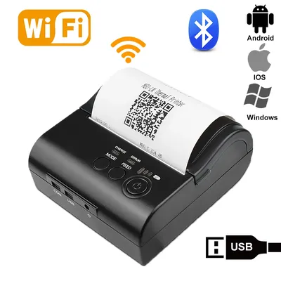 Imprimante portable de reçus thermiques mini imprimante portable Bluetooth Wi-Fi compatible avec