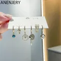 ANENJERY-Boucles d'oreilles créoles en argent pour femmes clip d'oreille pendentif de la royauté