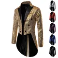 Blazer à paillettes brillantes pour hommes veste ornée de paillettes blazer imbibé de boîte de