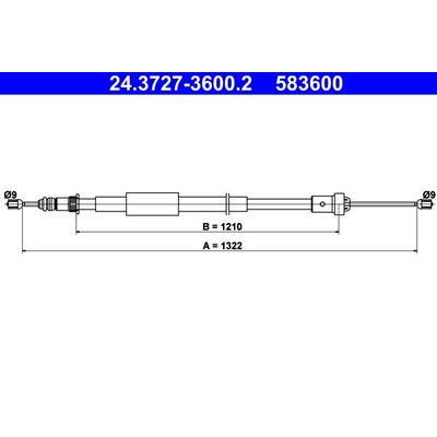 ATE Seilzug, Feststellbremse hinten rechts links für RENAULT 8200673258 24.3727-3600.2