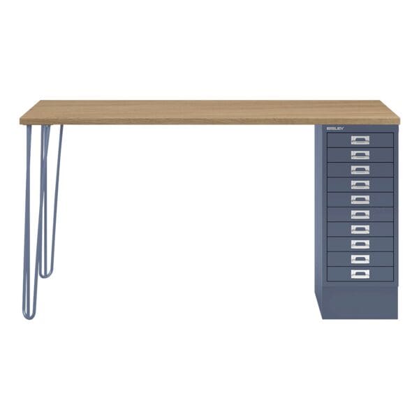 Bisley Schreibtisch »MultiRange« eichefarbene Platte mit 10 Schubladen blau, 140x74x60 cm Image