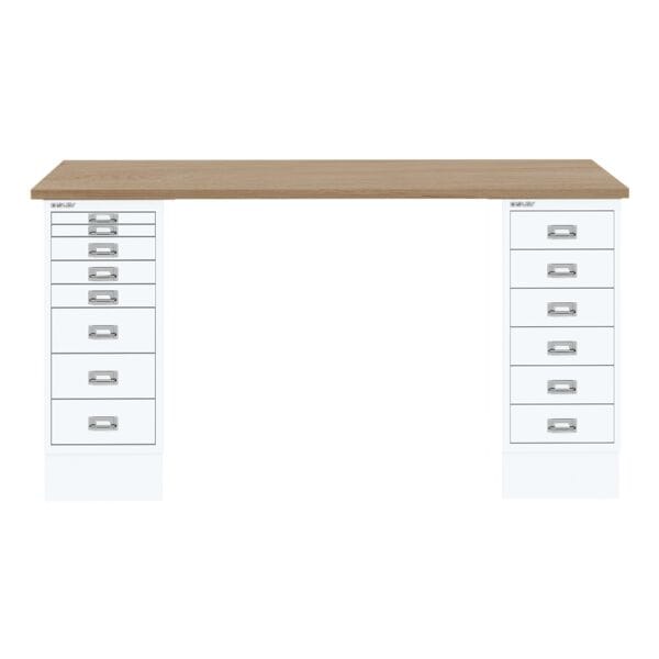 Bisley Schreibtisch »MultiRange« eichefarbene Platte mit 14 Schubladen weiß, 140x74x60 cm Image