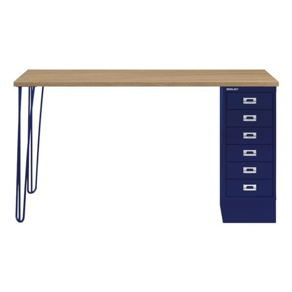 Bisley Schreibtisch »MultiRange« eichefarbene Platte mit 6 Schubladen blau, 140x74x60 cm Image