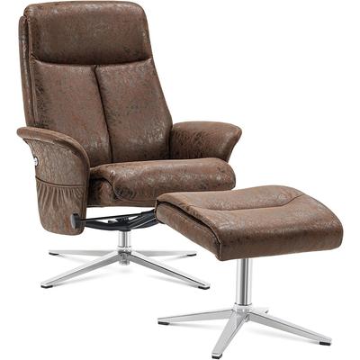 MCombo Swivel Recliner with Ottoman, Modern Armchair with Heavy Duty Aluminum Base
