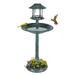 Round Birdbath with Solar Light, Outdoor Birdbath Fountain