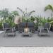 LeisureMod Walbrooke Modern Patio Conversation Set With Fire Pit Table