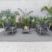 LeisureMod Walbrooke Modern Patio Conversation Set With Fire Pit Table