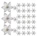 50 Pack Glitter Poinsettia Ornaments Artificial Silk Flowers Decor Wreath Garland Holiday (Silver)