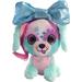 Little Bow Pets Stuffed Animals - Large Soft Fluffy Plush Pink and Blue Puppy Dog Frosty Bow Pet with Blue Sparkle Surprise Bow - 2 Surprise Toys Inside Bow