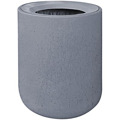 Wausau Tile TF1082 31 Gallon Concrete Round Decorative Outdoor Trash Can with Wide Aluminum Funnel Lid